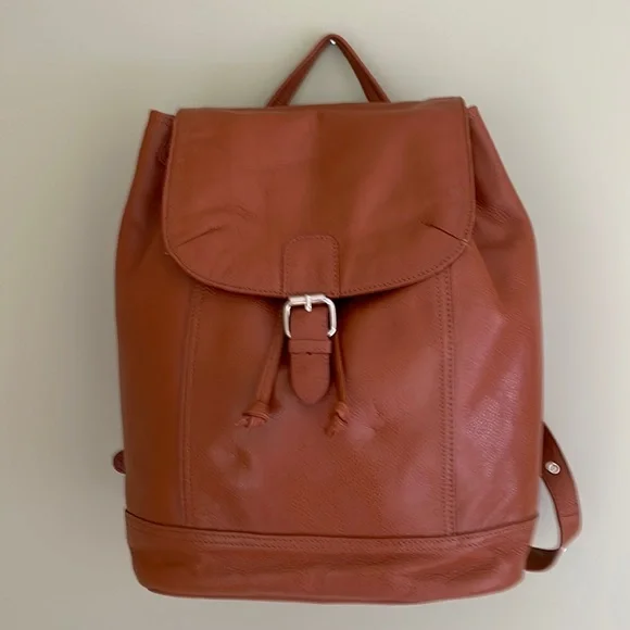Zenith | Bags | Leather Backpack Drawstring Cognac Zenith 